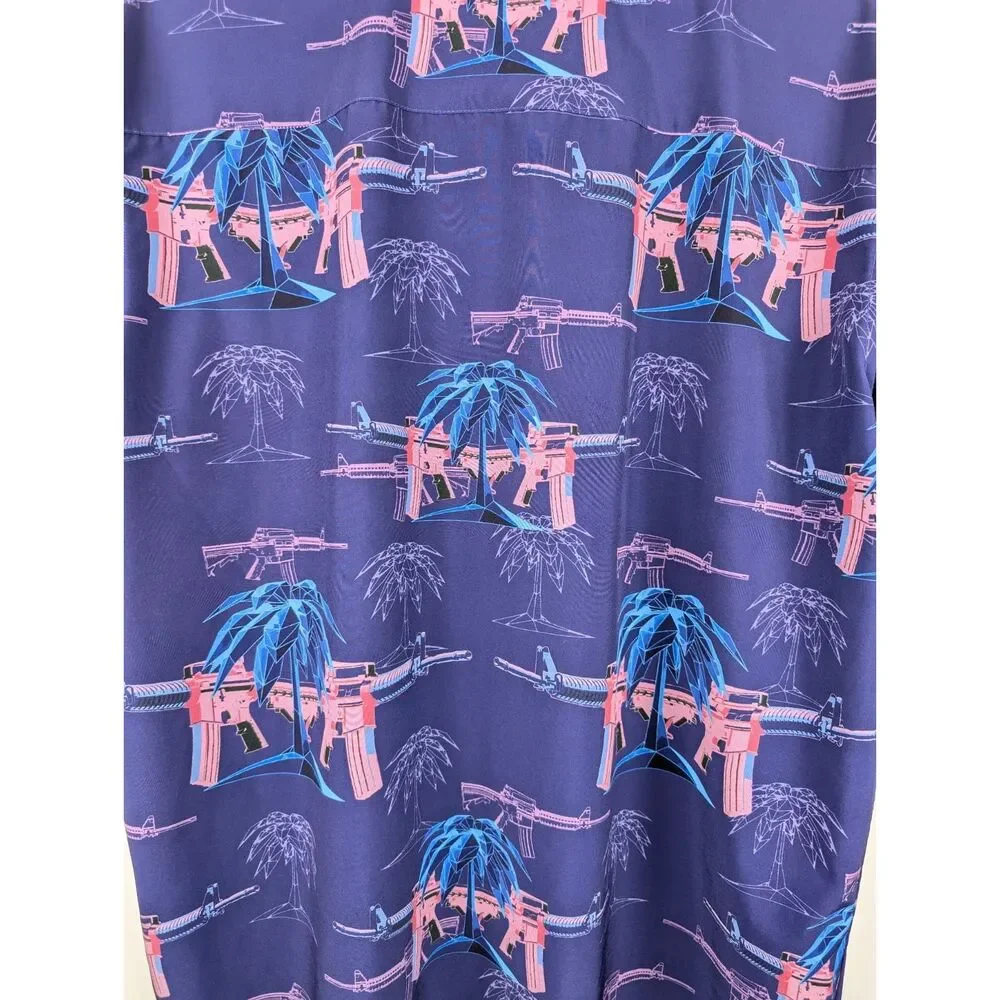 RETRO RIFLE Palm V2 Mens Size Large Purple Short Sleeve Button Down Shirt RARE - Picture 6 of 7
